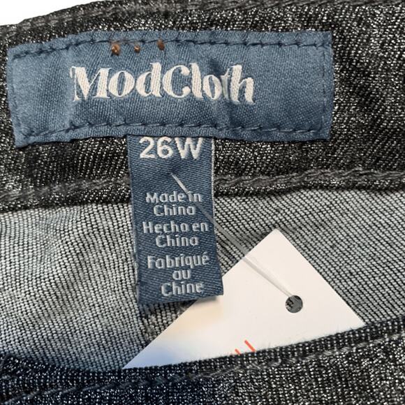 ModCloth Pants Metal Dipped and Dapper Skinny Jeans Black Silver Plus Size 26W - Picture 6 of 12